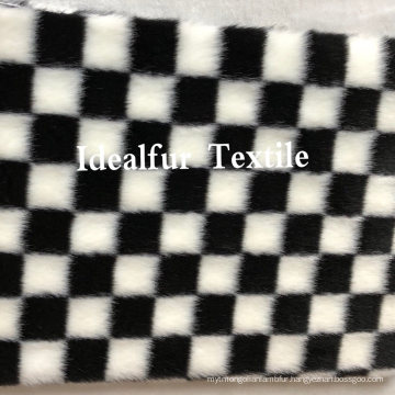 Black White Jacquard Short Pile Artificial Raccoon Fur